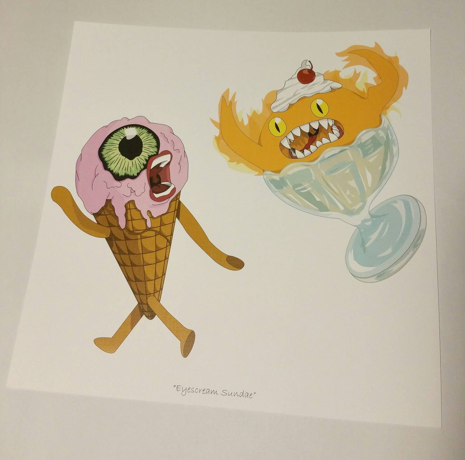 Eye scream Sundae, handmade art print