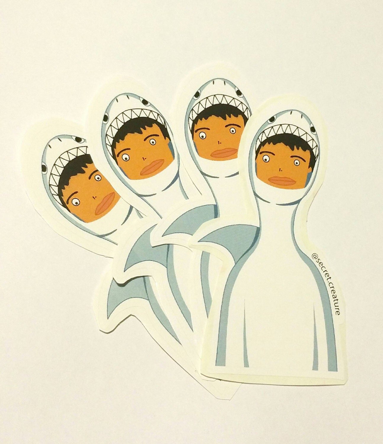 Shark Costume Guy Sticker, handmade sticker