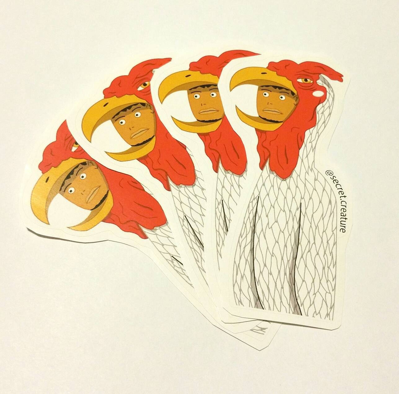 Rooster Costume Guy Sticker, handmade sticker