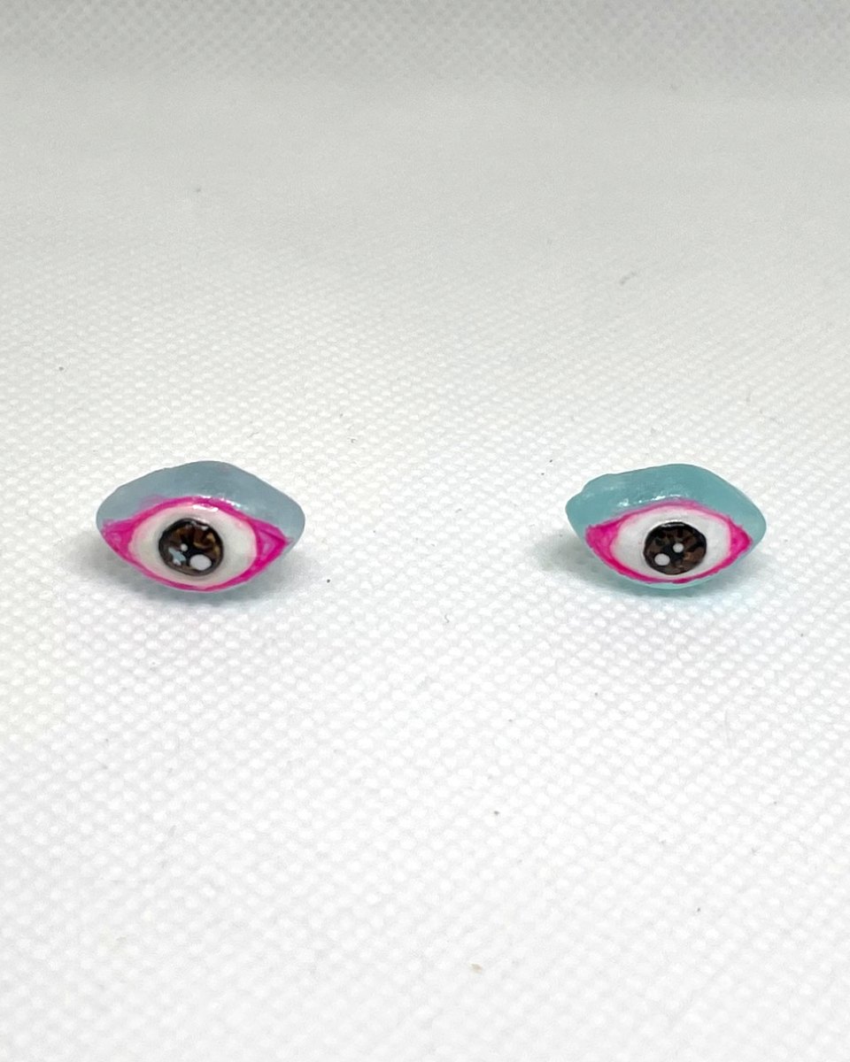 Painted Eye Studs: Sky Blue 6
