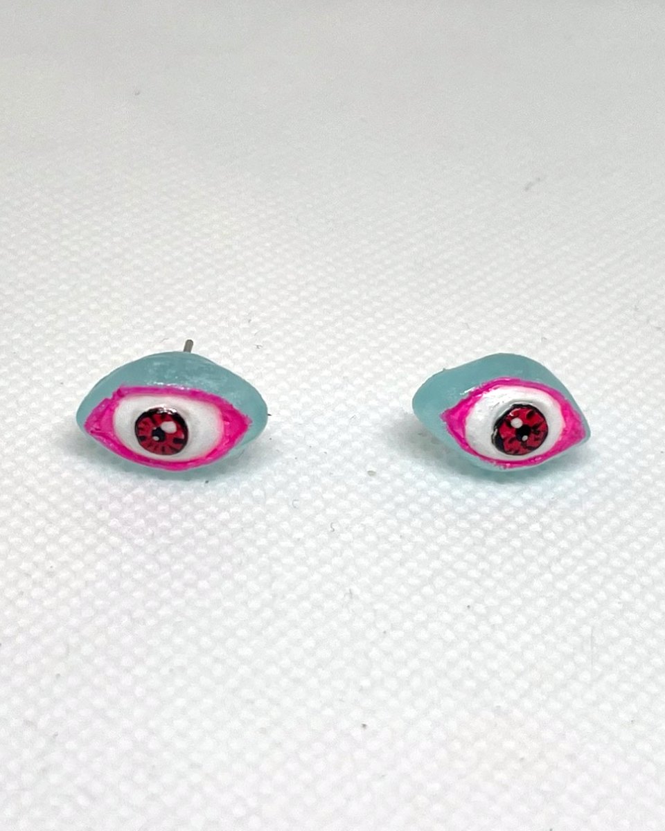 Painted Eye Studs: Sky Blue 3