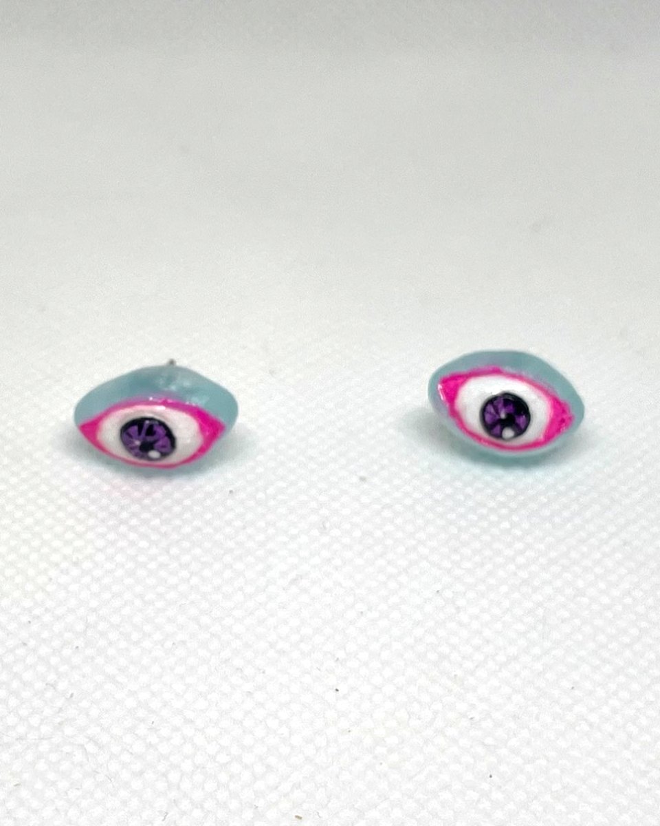 Painted Eye Studs: Sky Blue 5