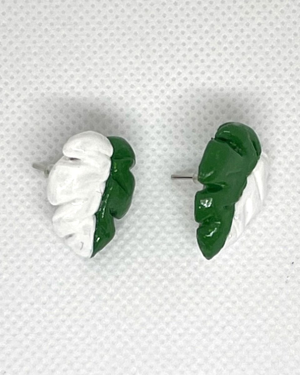 Variegated Leaf Studs: White and forest