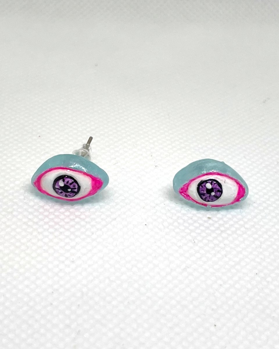 Painted Eye Studs: Sky Blue 4