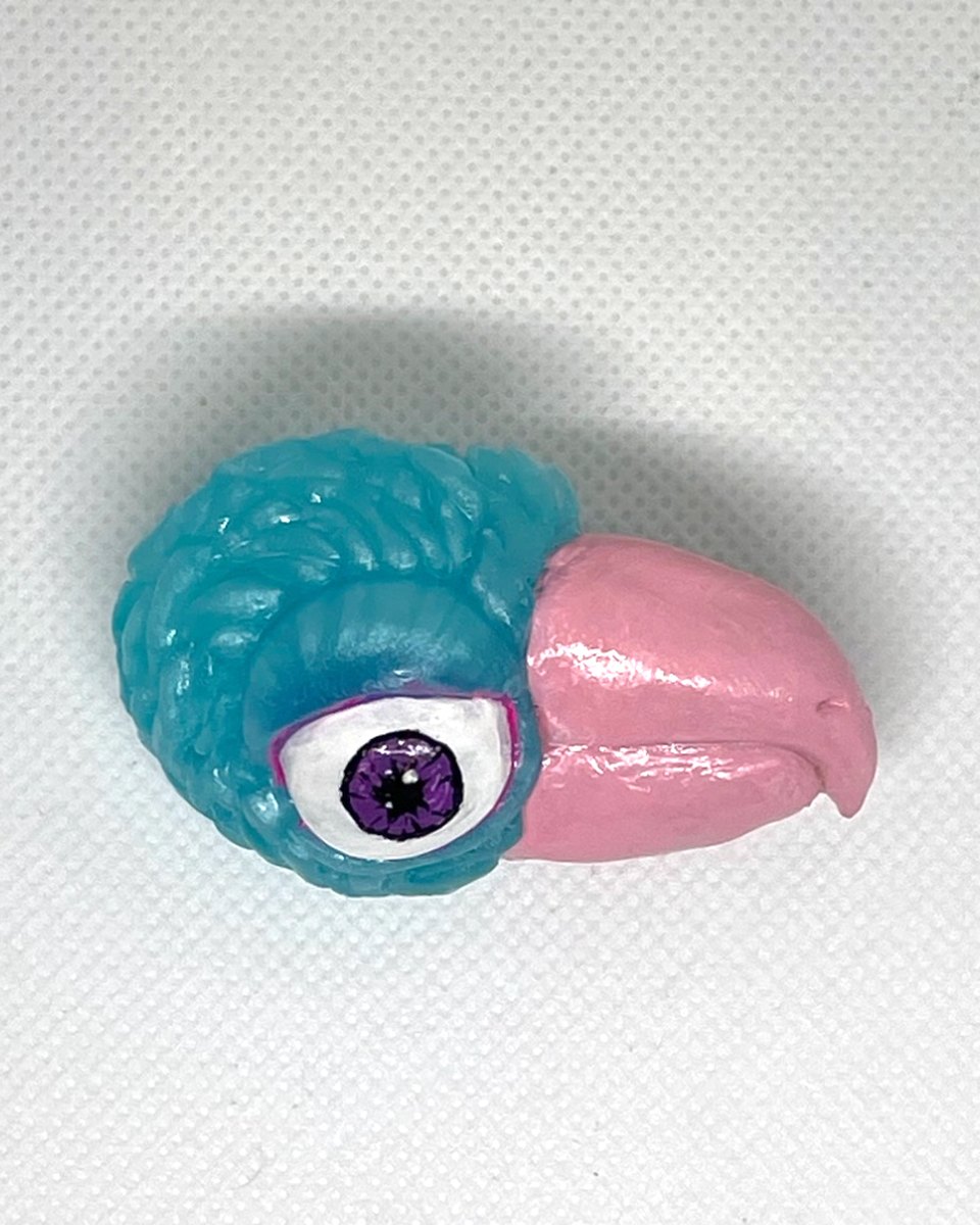 Blue Parrot Head, handmade statement piece