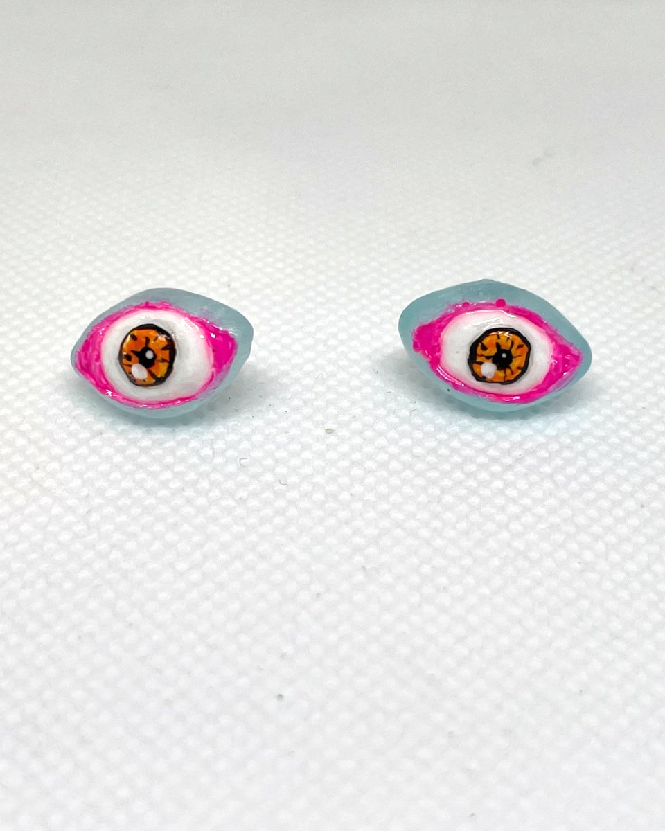 Painted Eye Studs, handmade earrings