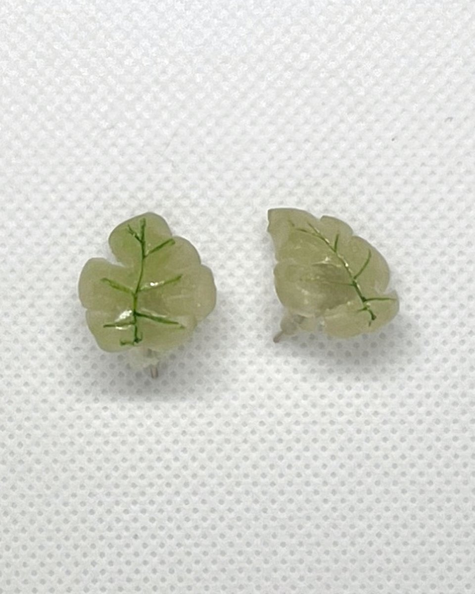 Glass Leaf Studs: Olive glass