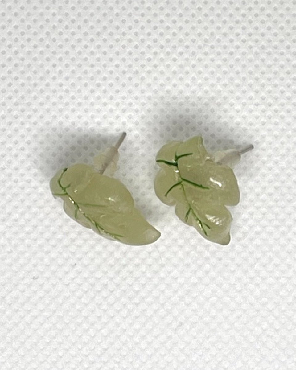 Glass Leaf Studs: Sage
