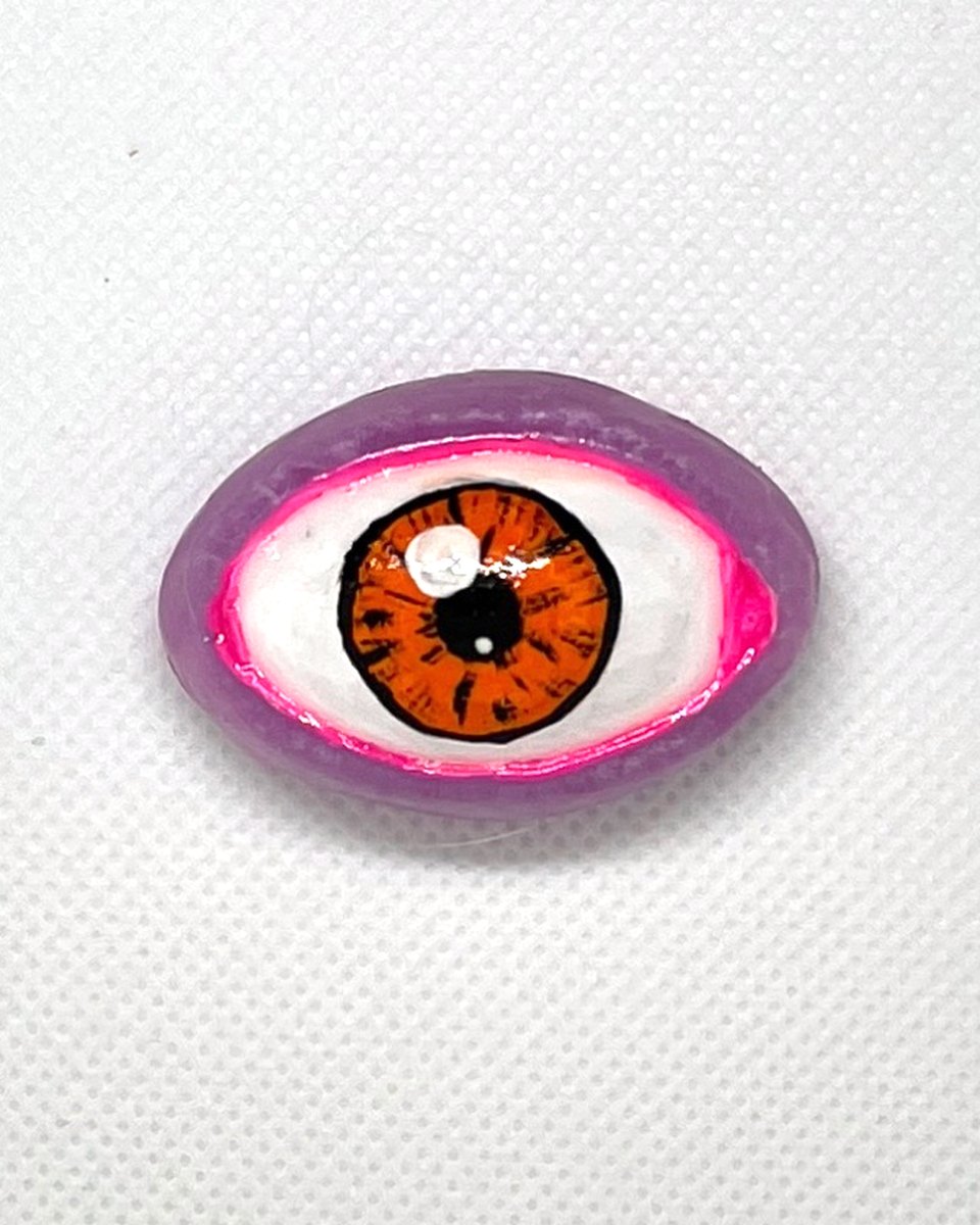 Statement Eye Pins: Lavender lid, orange iris
