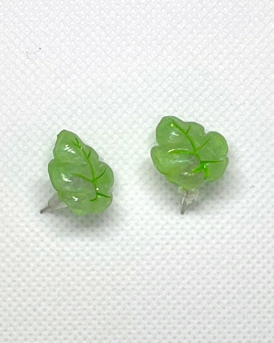 Glass Leaf Studs: Lime glass