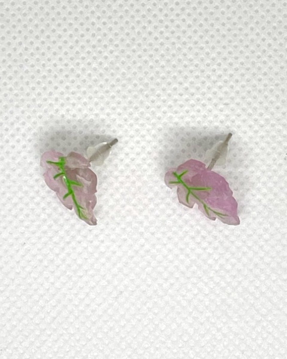 Glass Leaf Studs: Rose